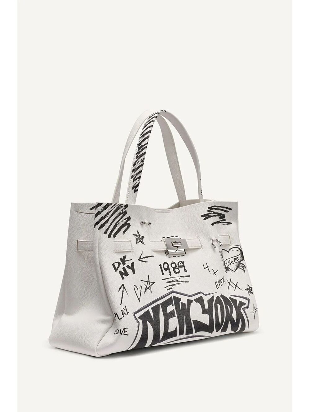 DKNY BRYAR GRAFFITI SATCHEL BAG - Marshmallow ($198)